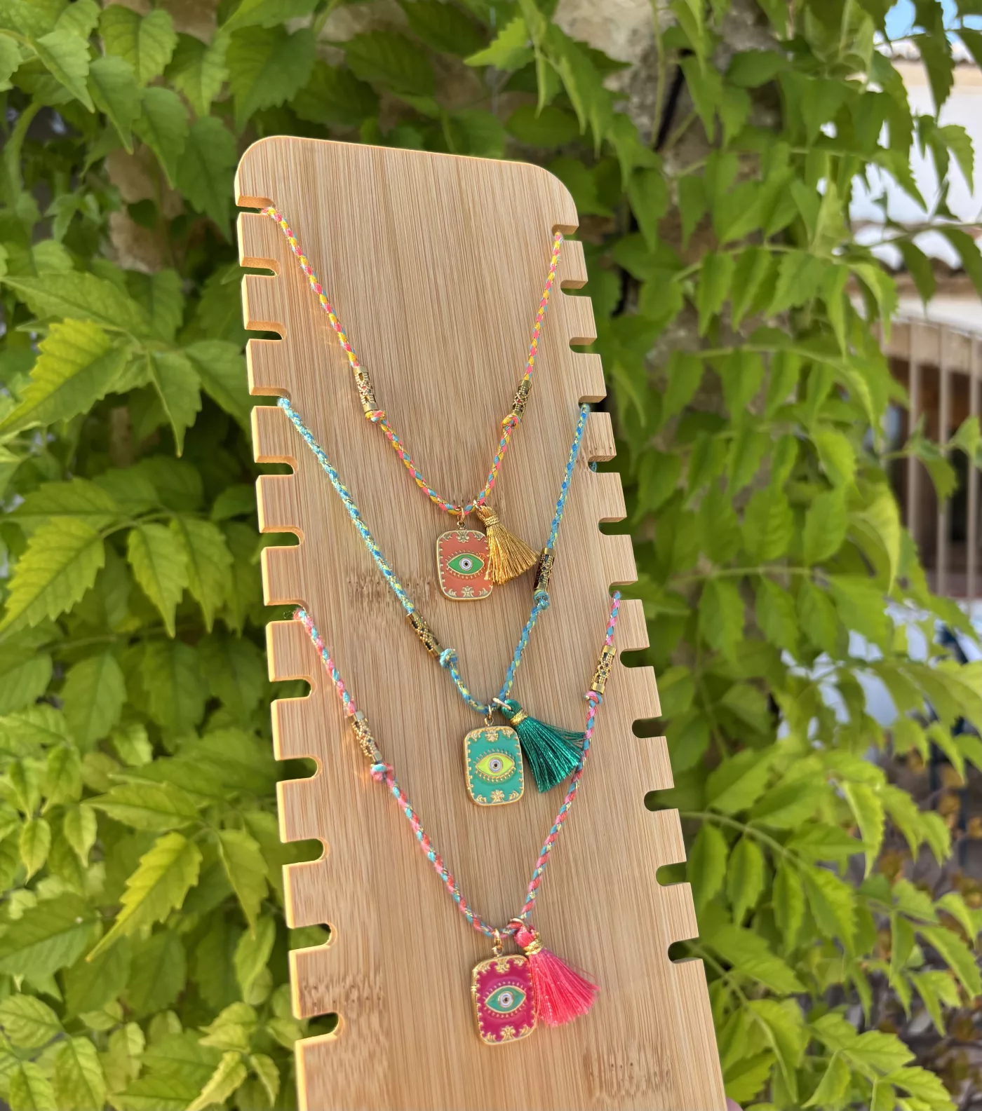 Collier Clémentine, monture dorée, couleur moutarde